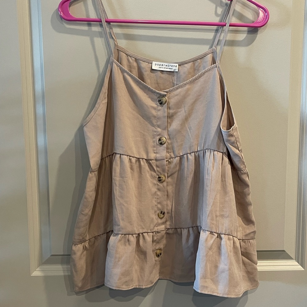 Taupe Button-Down Top